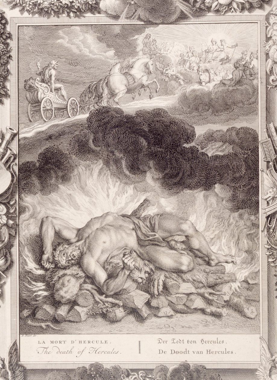 Herkuleksen kuolema, 1731 tekijältä Bernard Picart