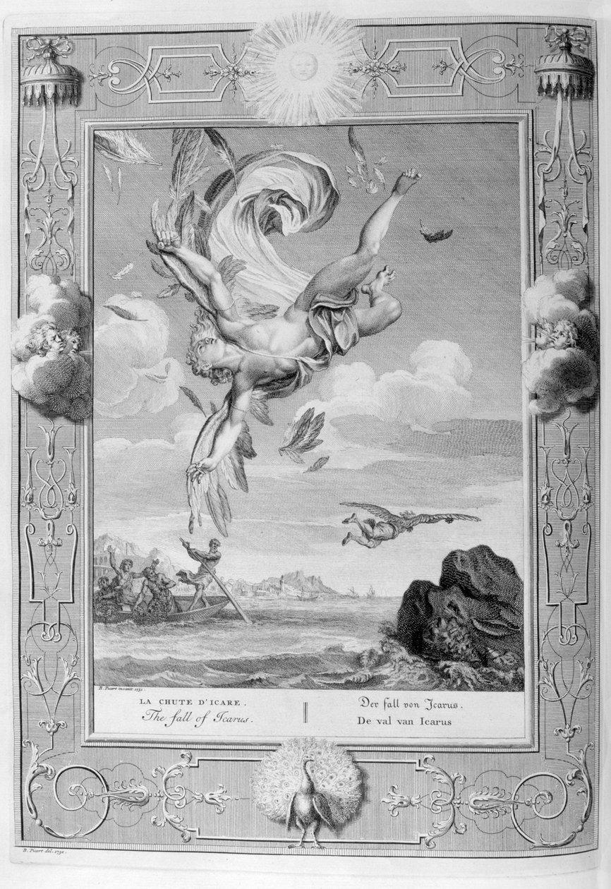 Ikaruksen kaatuminen, 1733 tekijältä Bernard Picart