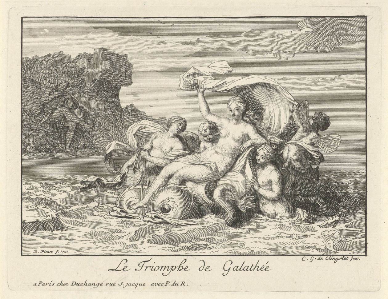 Triomf van Galatea Galathean voitto (otsikko esineessä) tekijältä Bernard Picart