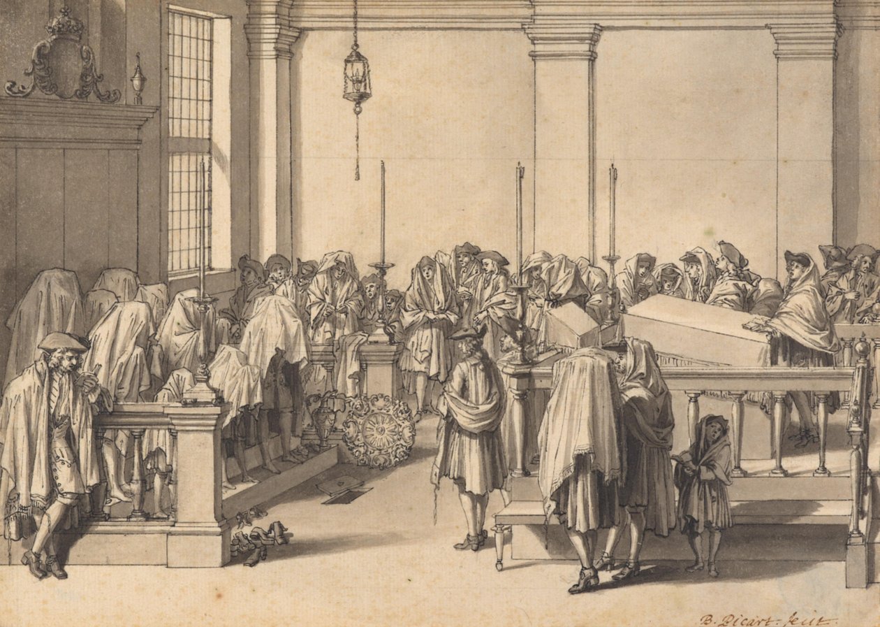 Papit siunaavat kansan Haagin portugalilaisessa synagogassa tekijältä Bernard Picart