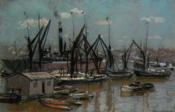 Satamakohtaus (pastelli paperille) tekijältä Bernard Sickert