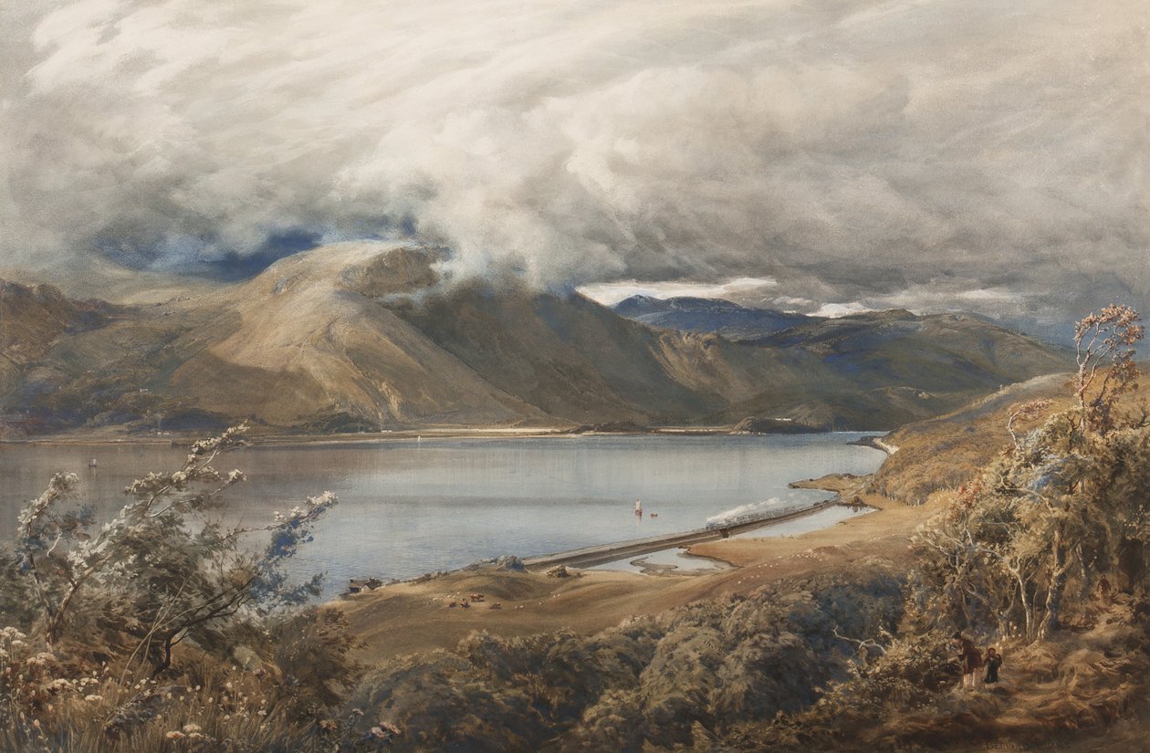 Pohjois-Wales, mahdollisesti Ffestiniogin rautatien osuus (wc paperilla). tekijältä Bernard Walter Evans