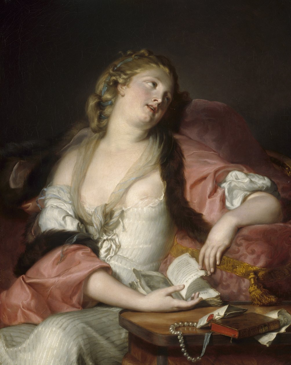 Lady lukemassa Heloisen ja Abelardin kirjeitä, n. 1780 tekijältä Bernard d Agescy