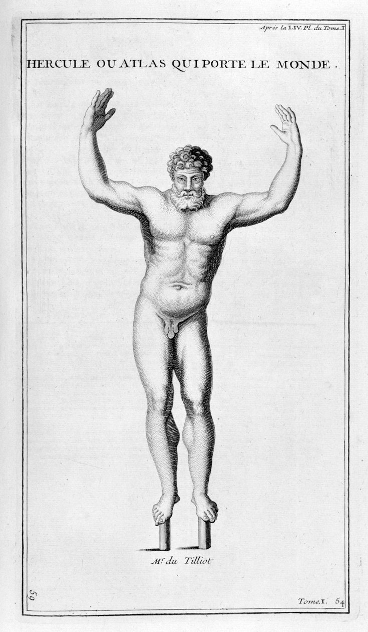 Herkules, joka kantaa maailmaa, 1757 tekijältä Bernard de Montfaucon