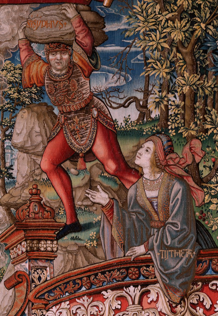 Flanderin kuvakudos. Sarja The Honours. Oikeus (La Justicia, Los Honores). Sarjan yhdeksäs kuvakudos. Mallisarjakuvapiirtäjät Bernard van Orleyn ja Jan Gossaertin (Mabuse) piiristä. Valmistus Pieter van Aelst, Bryssel. Noin 1550. Kangas Kulta, hopea, tekijältä Bernard van Orley