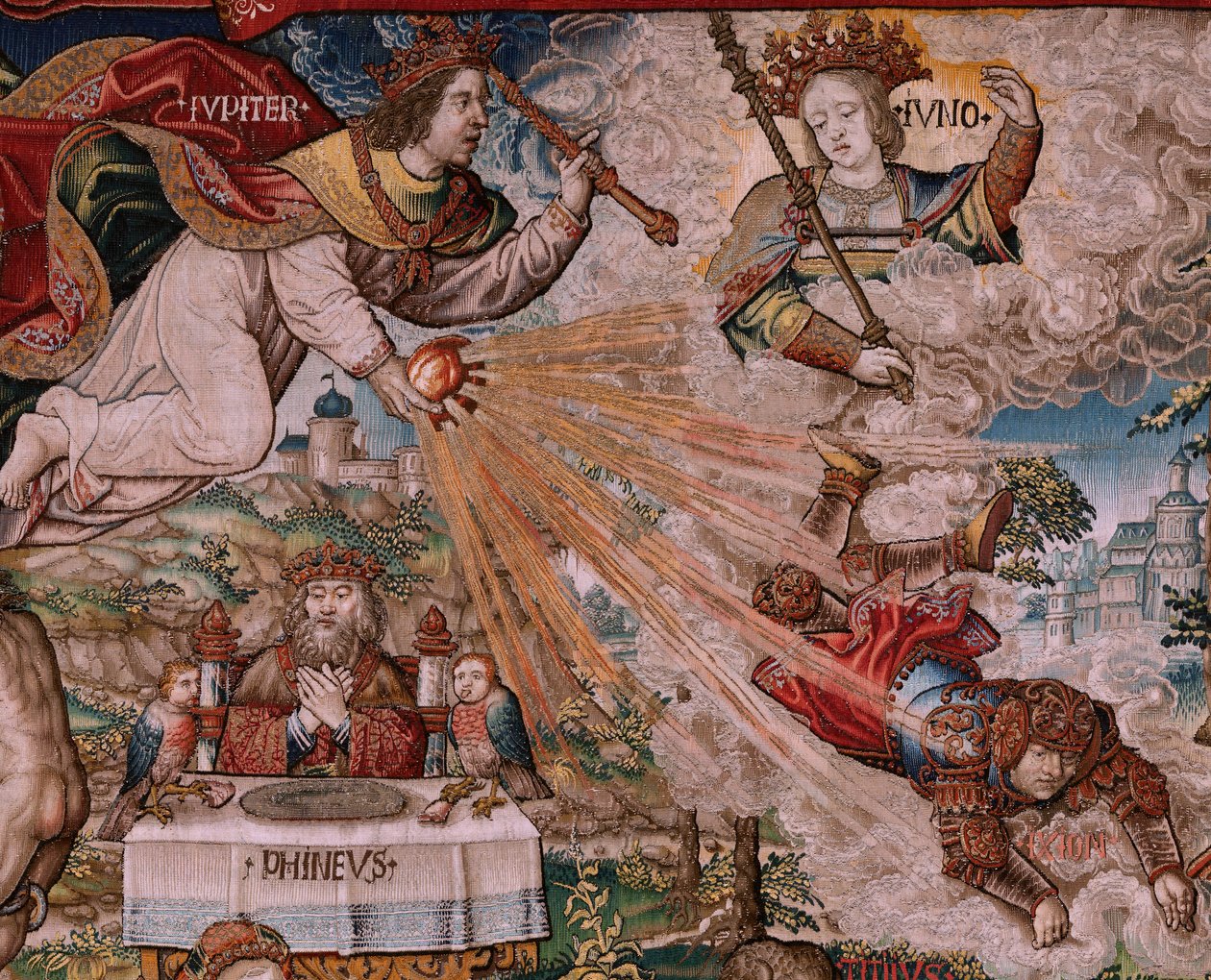 Flanderin kuvakudos. Sarja The Honours. Oikeus (La Justicia, Los Honores). Sarjan yhdeksäs kuvakudos. Mallisarjakuvapiirtäjät Bernard van Orleyn ja Jan Gossaertin (Mabuse) piiristä. Valmistus Pieter van Aelst, Bryssel. Noin 1550. Kangas Kulta, hopea, tekijältä Bernard van Orley