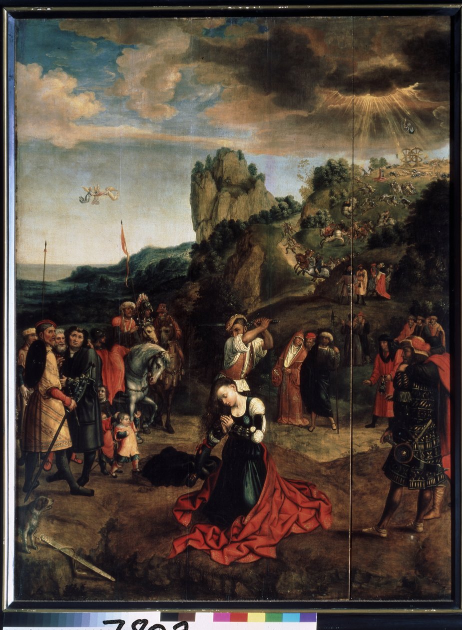 Sainte Catherinen marttyyri. (Pyhän Katariinan marttyyrikuolema) - Peinture de Bernard van Orley (Barend, Barent, Bernaert van Brussel tekijältä Bernard van Orley