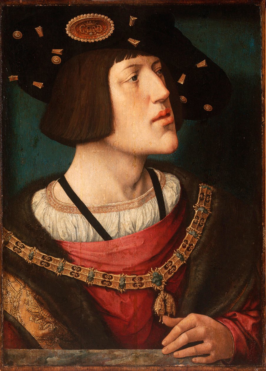 Espanjalaisen Kaarle V:n (1500-1558) muotokuva tekijältä Bernard van Orley