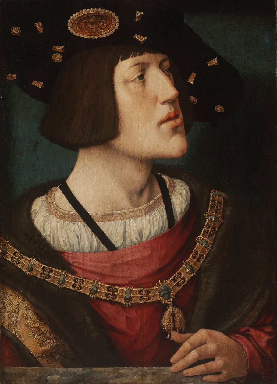 Espanjalaisen Kaarle V:n muotokuva 1500-1558, 1519 tekijältä Bernard van Orley
