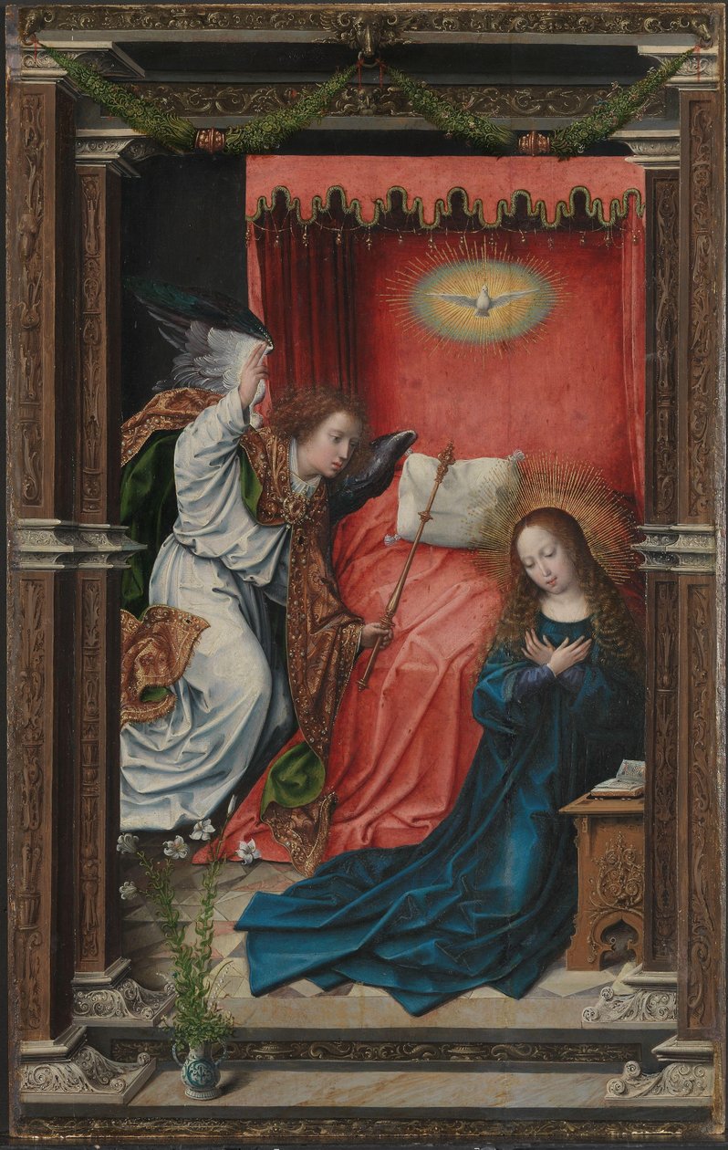 The Annunciation, n. 1518 (öljy paneelille) tekijältä Bernard van Orley