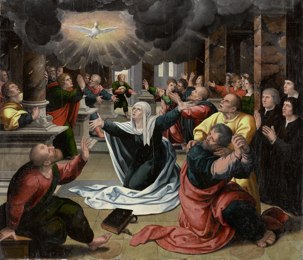 Helluntai, noin 1530 (öljy paneelille) tekijältä Bernard van Orley