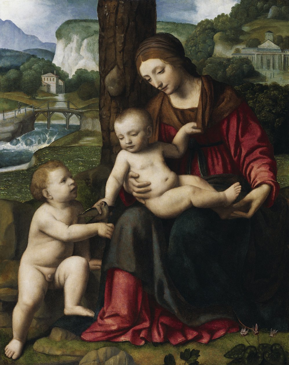 Madonna con Bambino ja San Giovannino tekijältä Bernardino Luini