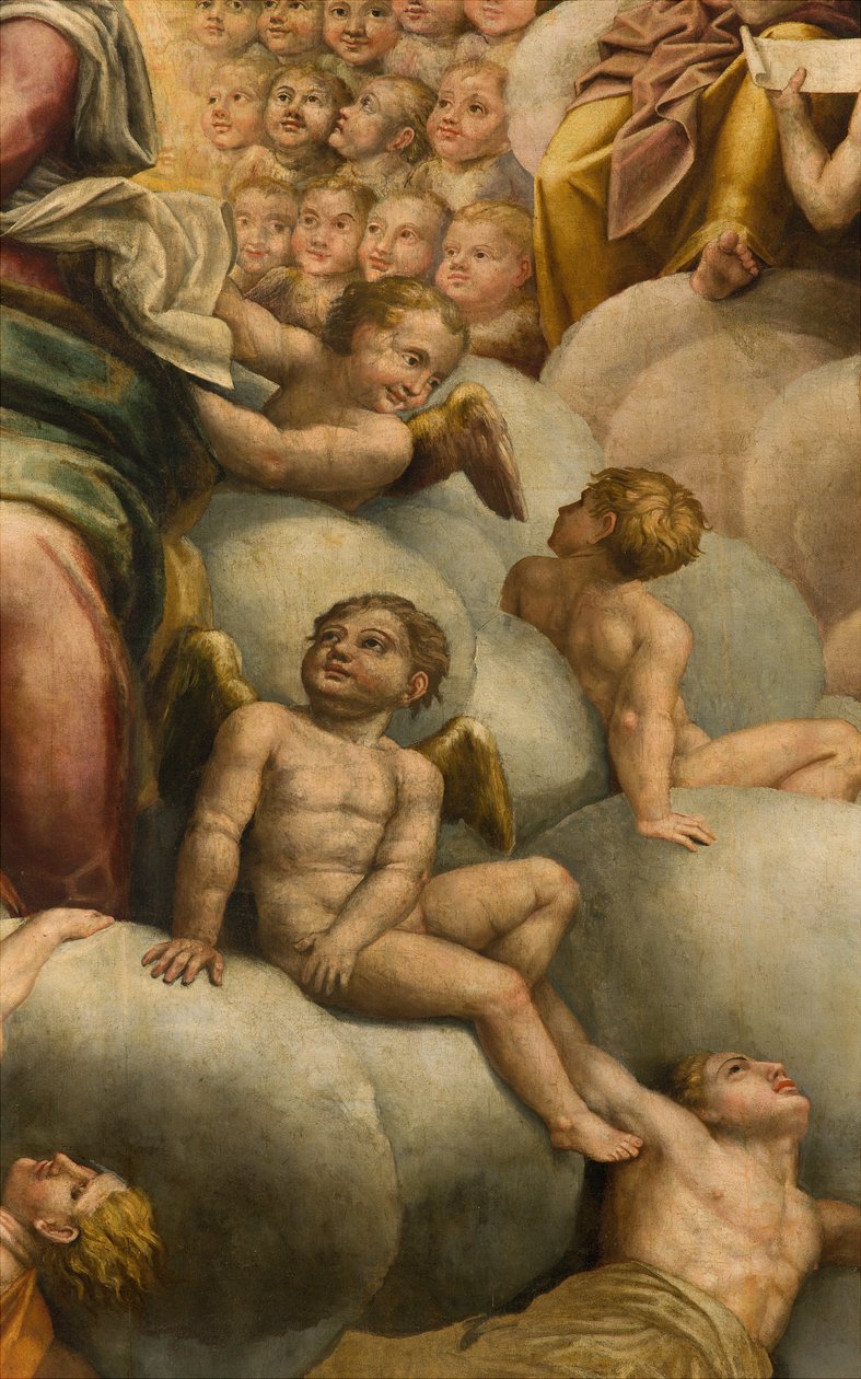 Apse, Bernardino Gattin alttaritaulu nimeltä Il Sojaro, Giovanni Battista Trottin täydentämä IL Malosso, Neitsyt taivaaseenas tekijältä Bernardino Gatti