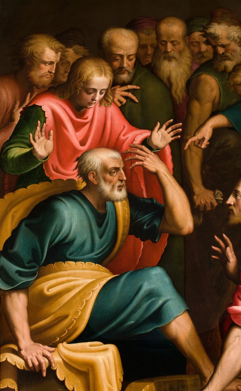 Pyhän sakramentin kappeli, ensimmäinen jänneväli eteläpuolella, Bernardino Campi, Jalkojen laventeli, yksityiskohta 1569 tekijältä Bernardino Campi