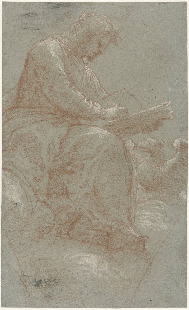 Pyhä Johannes kirjoittaa pilviin tekijältä Bernardino Lanino (possibly)