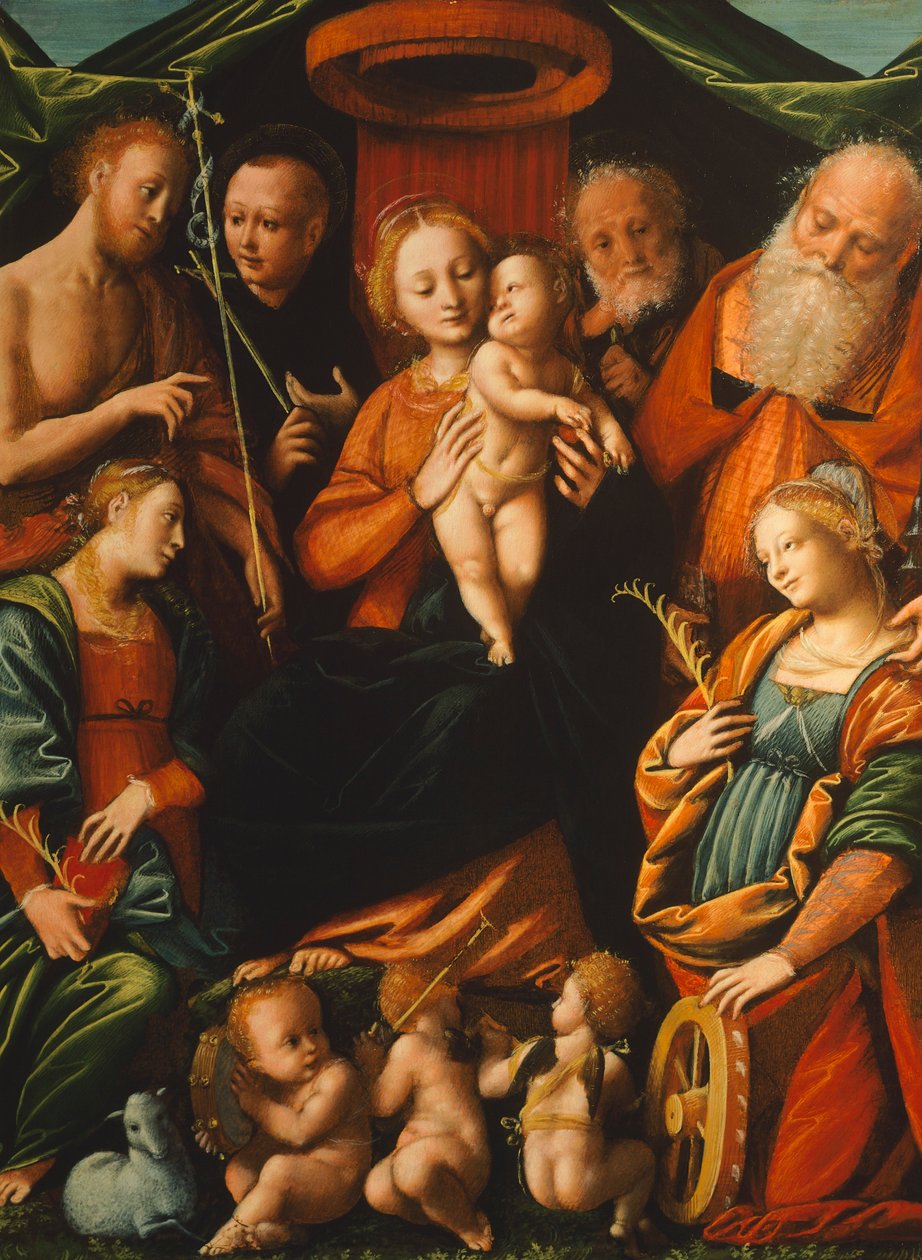 Madonna lapsen ja pyhien kanssa, Bernardino Lanino (1511-1582) tekijältä Bernardino Lanino
