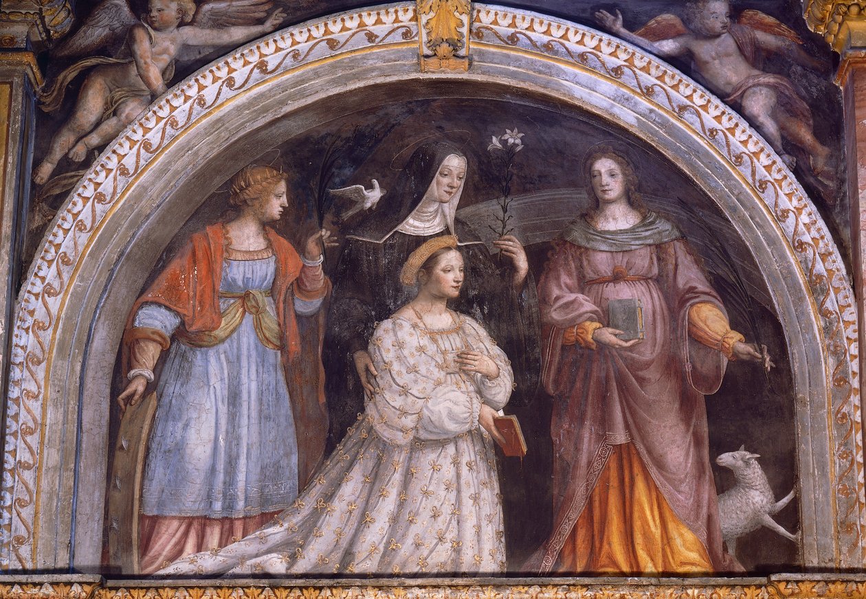 Italia, Milano, Pyhän Maurice al Monastero Maggioren kirkko, Ginevra Bentivoglio Sforza hunnulla tekijältä Bernardino Luini