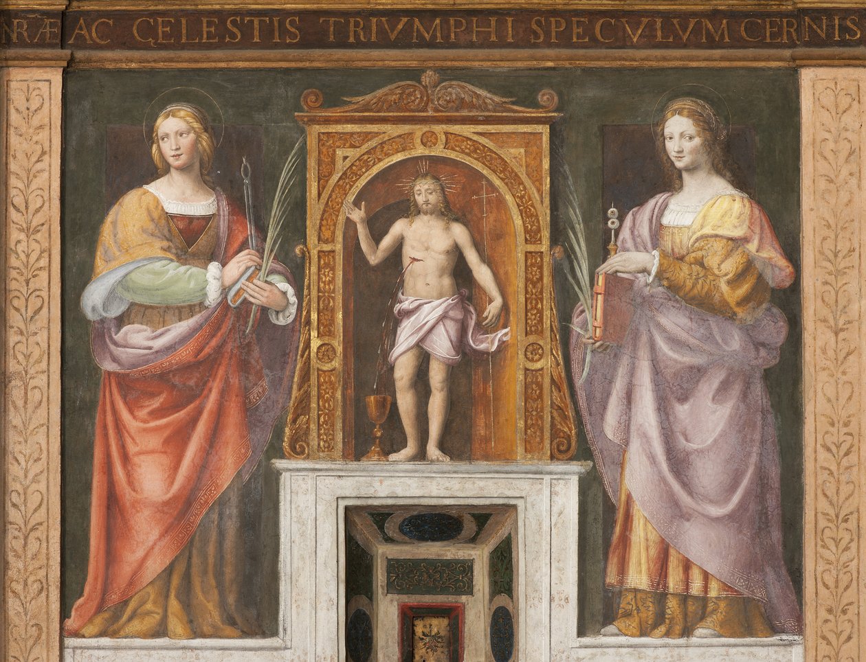 Saint Apollonia ja Saint Lucy, n. 1522-25 (yksityiskohta numerosta 3497192) tekijältä Bernardino Luini