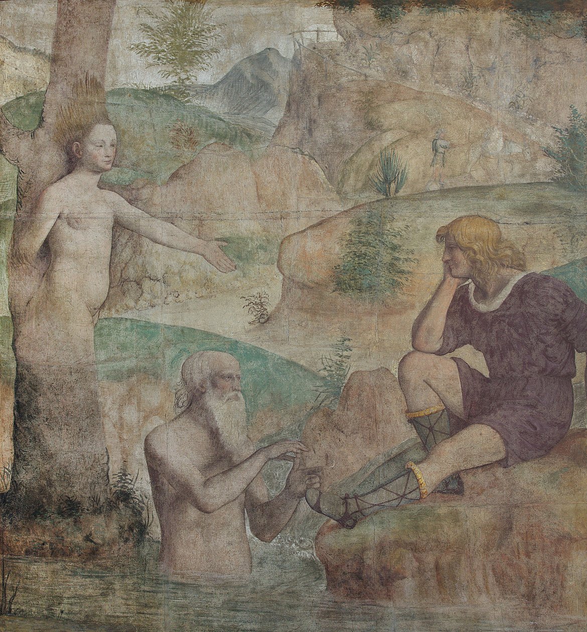 Driope ja Tavaiano, 1513-1514, lohduttivat vakavaa. tekijältä Bernardino Luini