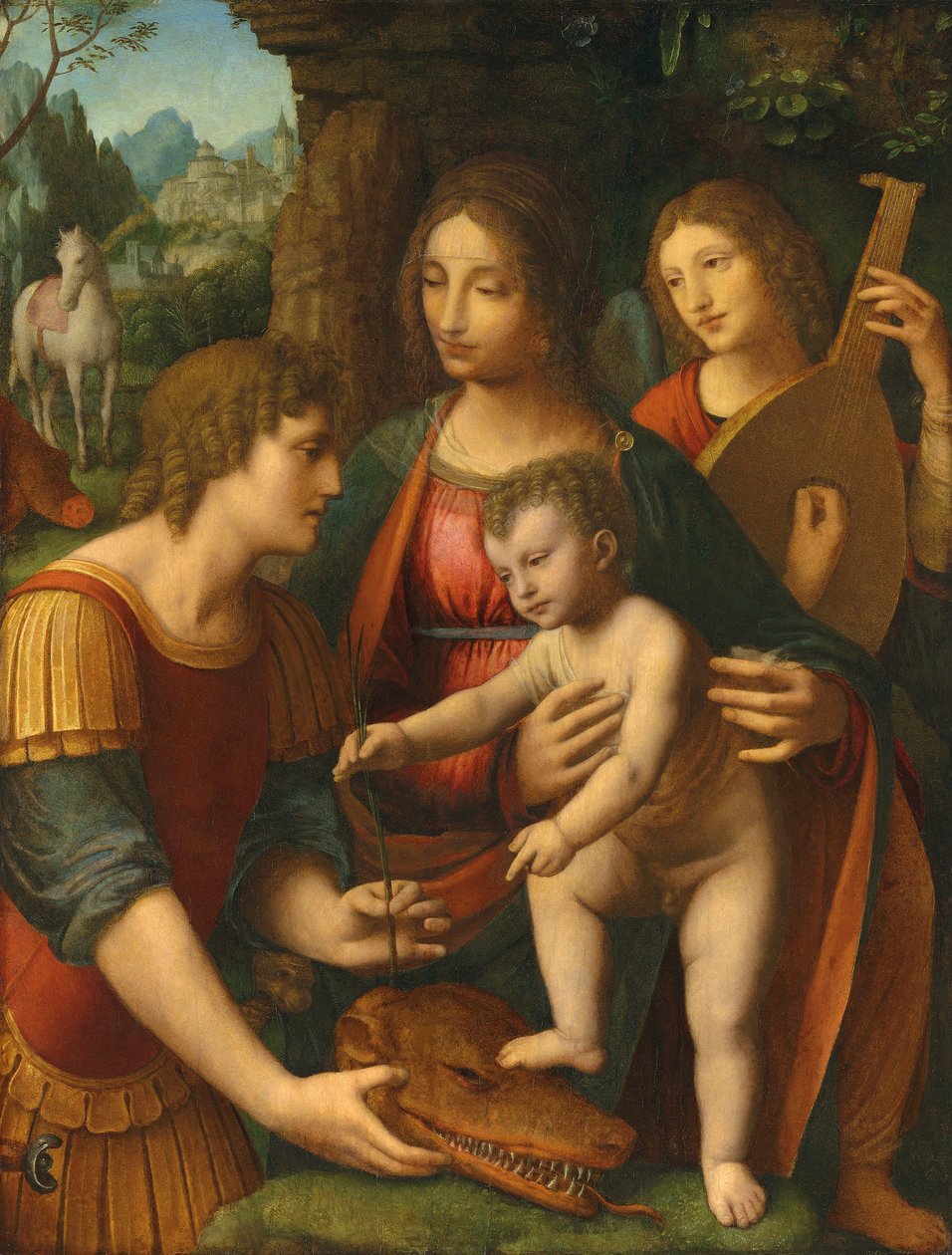 Madonna ja lapsi sekä Pyhä Yrjö ja enkeli tekijältä Bernardino Luini