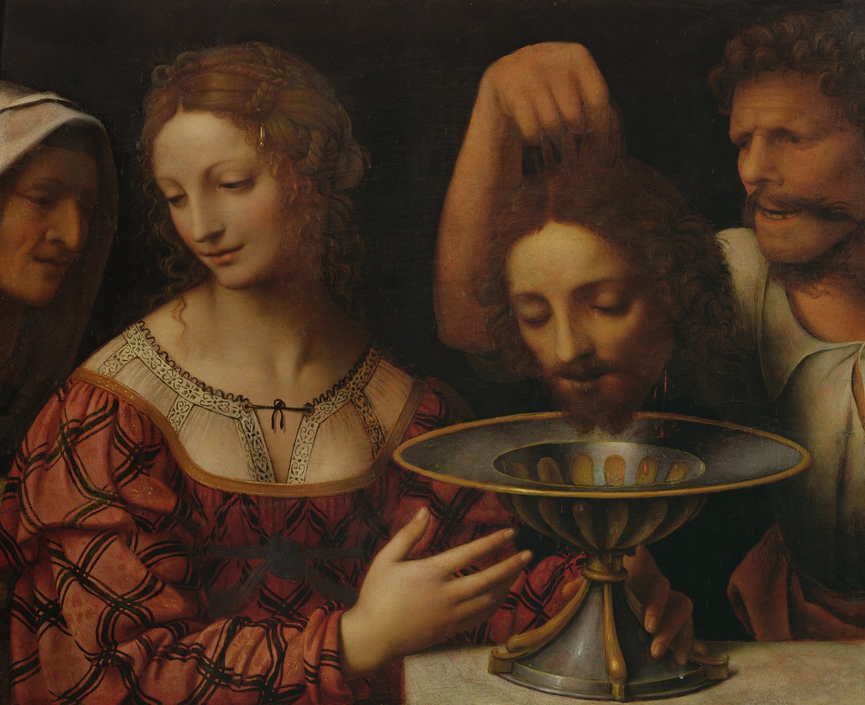 Teloittaja esittelee Herodiakselle Johannes Kastajan päätä, 1527. tekijältä Bernardino Luini