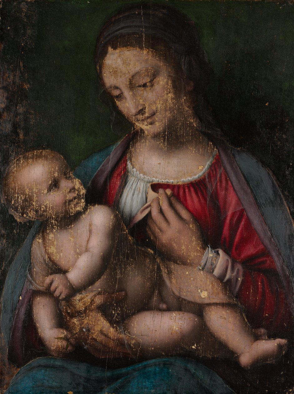 Neitsyt ja lapsi, n. 1500 (öljy puulle) tekijältä Bernardino Luini