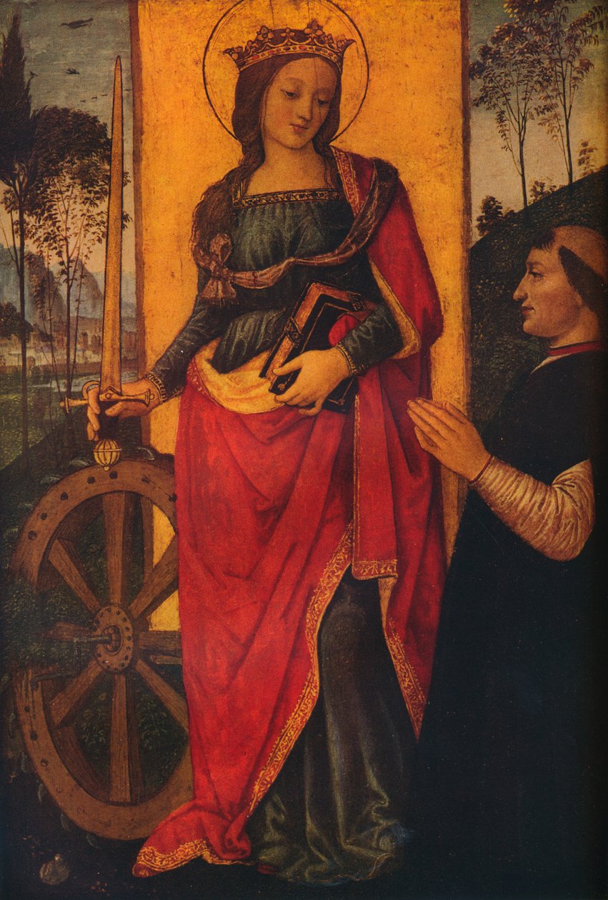 "Pyhä Katariina Aleksandrialainen lahjoittajan kanssa", n. 1480 tekijältä Bernardino Pinturicchio