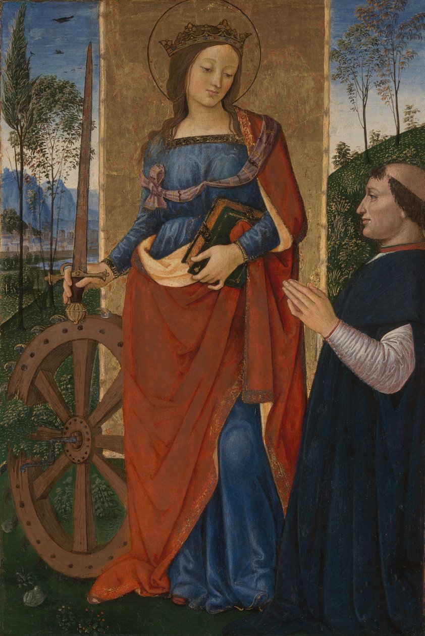 Pyhä Katariina Aleksandrialainen lahjoittajan kanssa, n. 1480 tekijältä Bernardino Pinturicchio