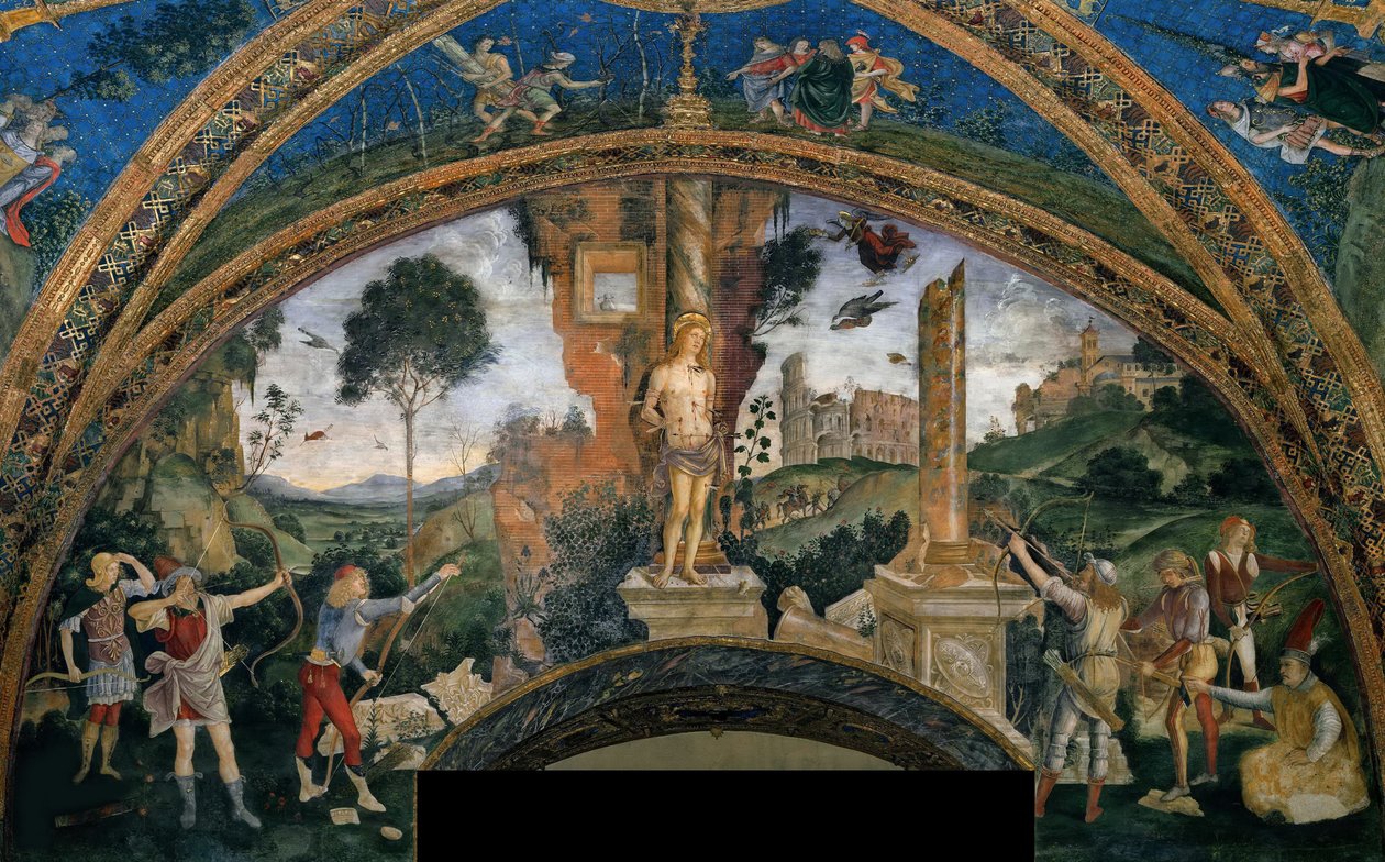 Pyhän Sebastianin marttyyrikuolema, 1492-1495. tekijältä Bernardino Pinturicchio