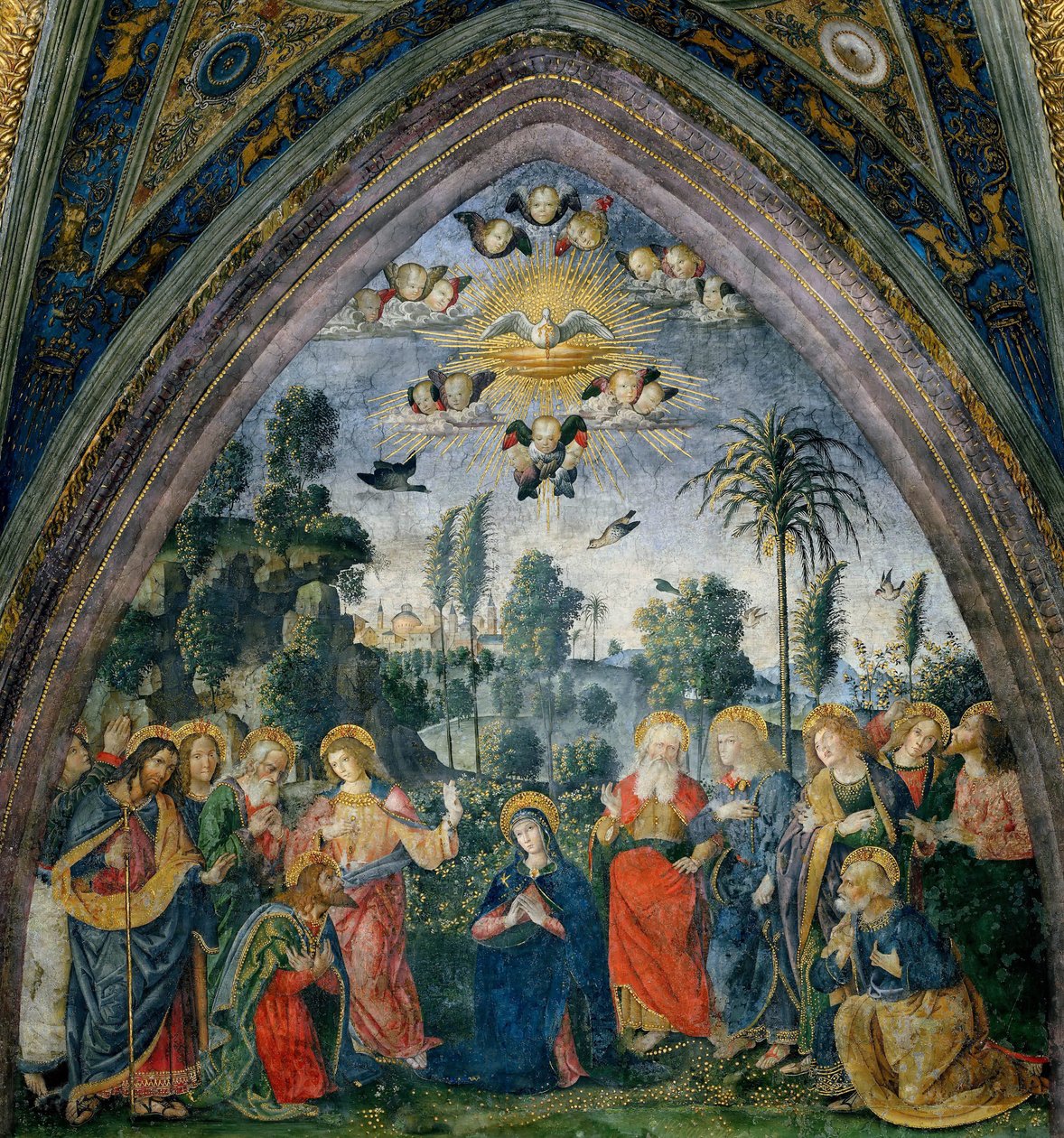 Pyhän Hengen laskeutuminen helluntai, 1492-1495. tekijältä Bernardino Pinturicchio