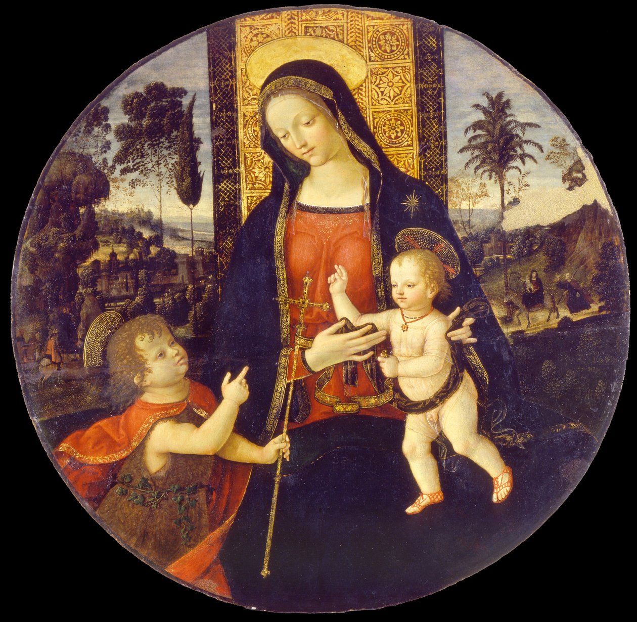 Neitsyt ja lapsi Johannes Kastajan kanssa poikana, 1490-1500 tekijältä Bernardino Pinturicchio