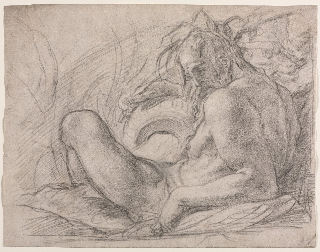 The River God Tiber (Studio freskolle, Lumen ihme tai Santa Maria Maggioren säätiö, Rooma S. Felicitan Canigiani-kappelissa Firenzessä) tekijältä Bernardino Poccetti