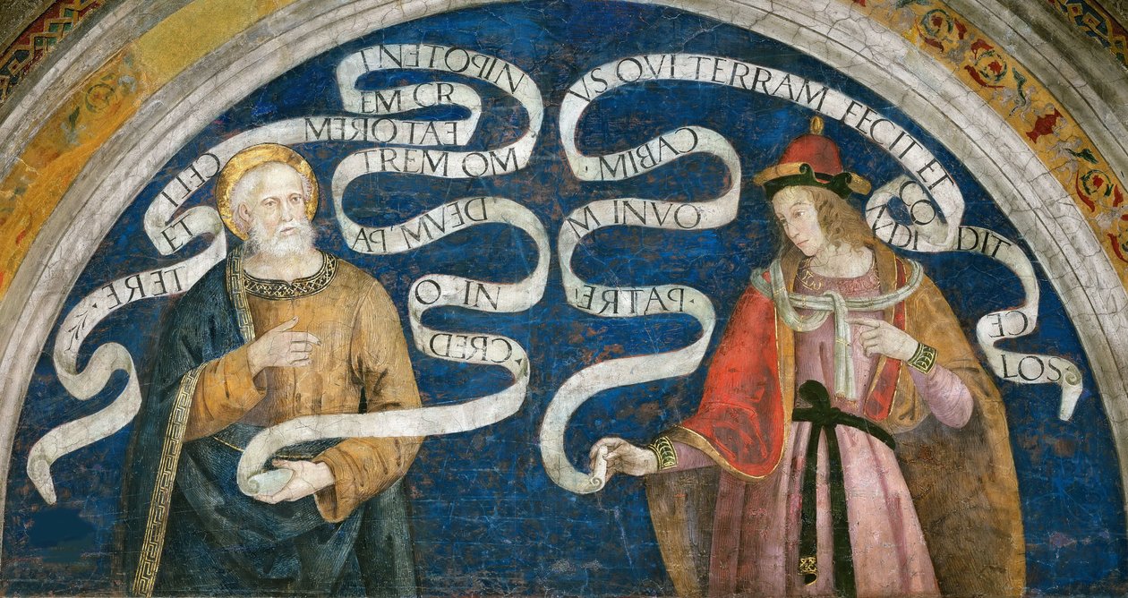 Apostoli Pietari ja profeetta Jeremia - Apostoli Pietari ja profeetta Jeremia, kirjoittanut Pinturicchio, Bernardino, Workshop of (1454-1513). Tuore tekijältä Bernardino di Betto (workshop of) Pinturicchio
