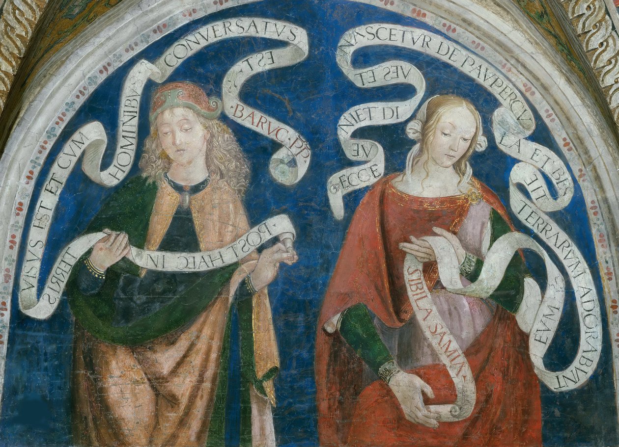 Le profhete Baruch et la sibylle samienne - Profeetta Baruch ja saamelainen sibylla, kirjoittanut Pinturicchio, Bernardino, Workshop of (1454-1513). Fresko tekijältä Bernardino di Betto (workshop of) Pinturicchio