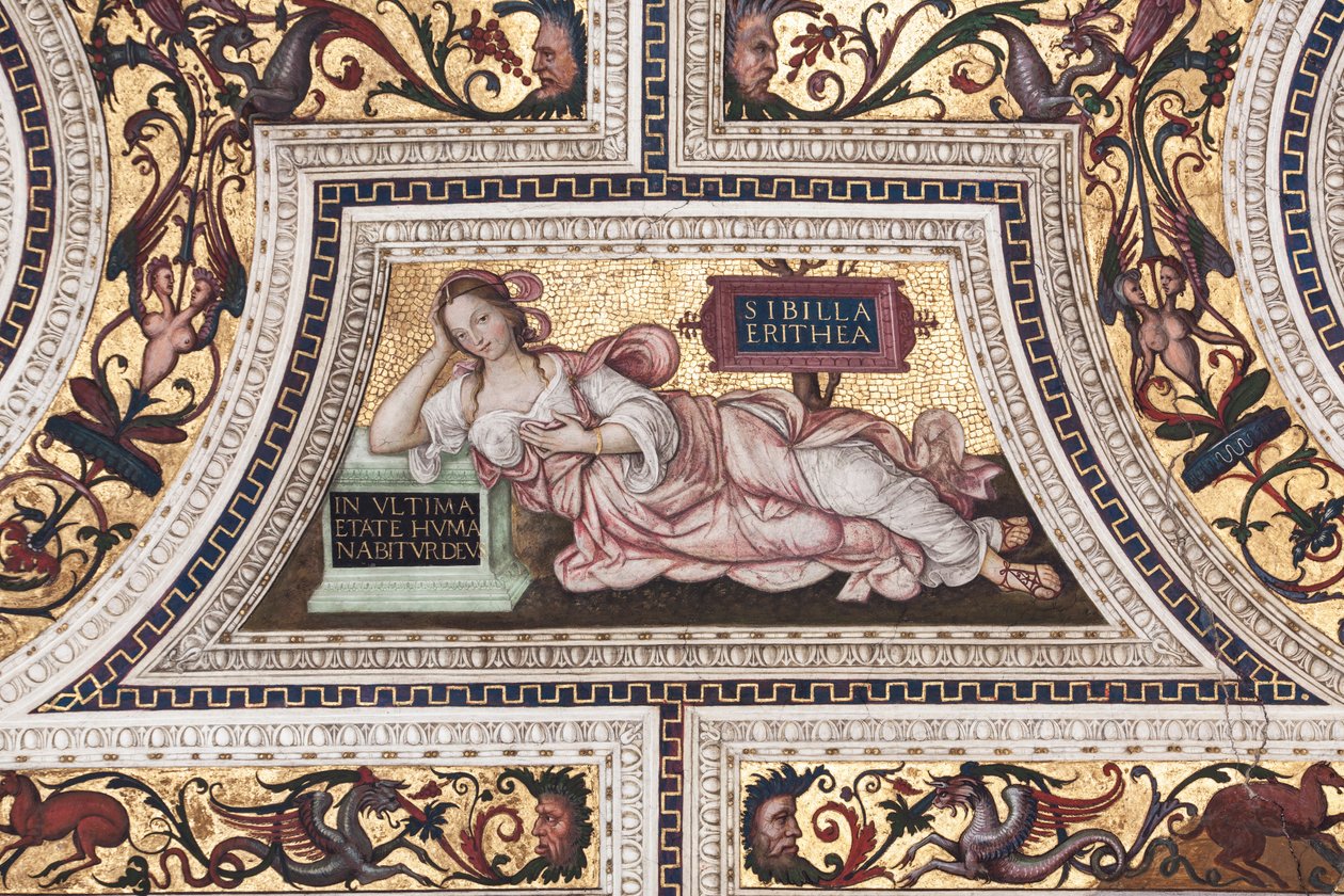 Eritrea Sibyl, yksityiskohta Sibylistä (fresko tekijältä Bernardino di Betto Pinturicchio