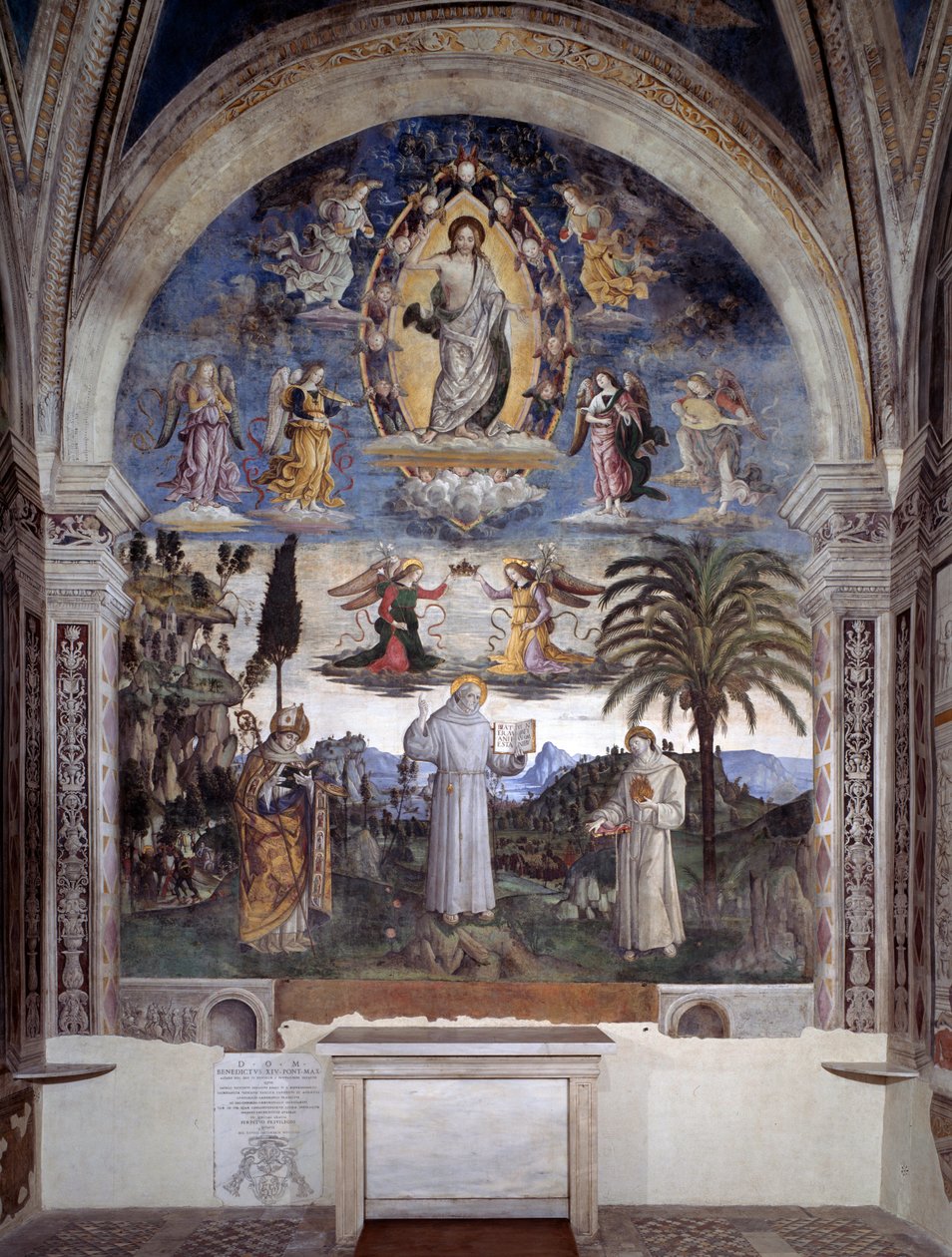 Bernardinon Sienan kunnia (Fresko, n. 1486) tekijältä Bernardino di Betto Pinturicchio