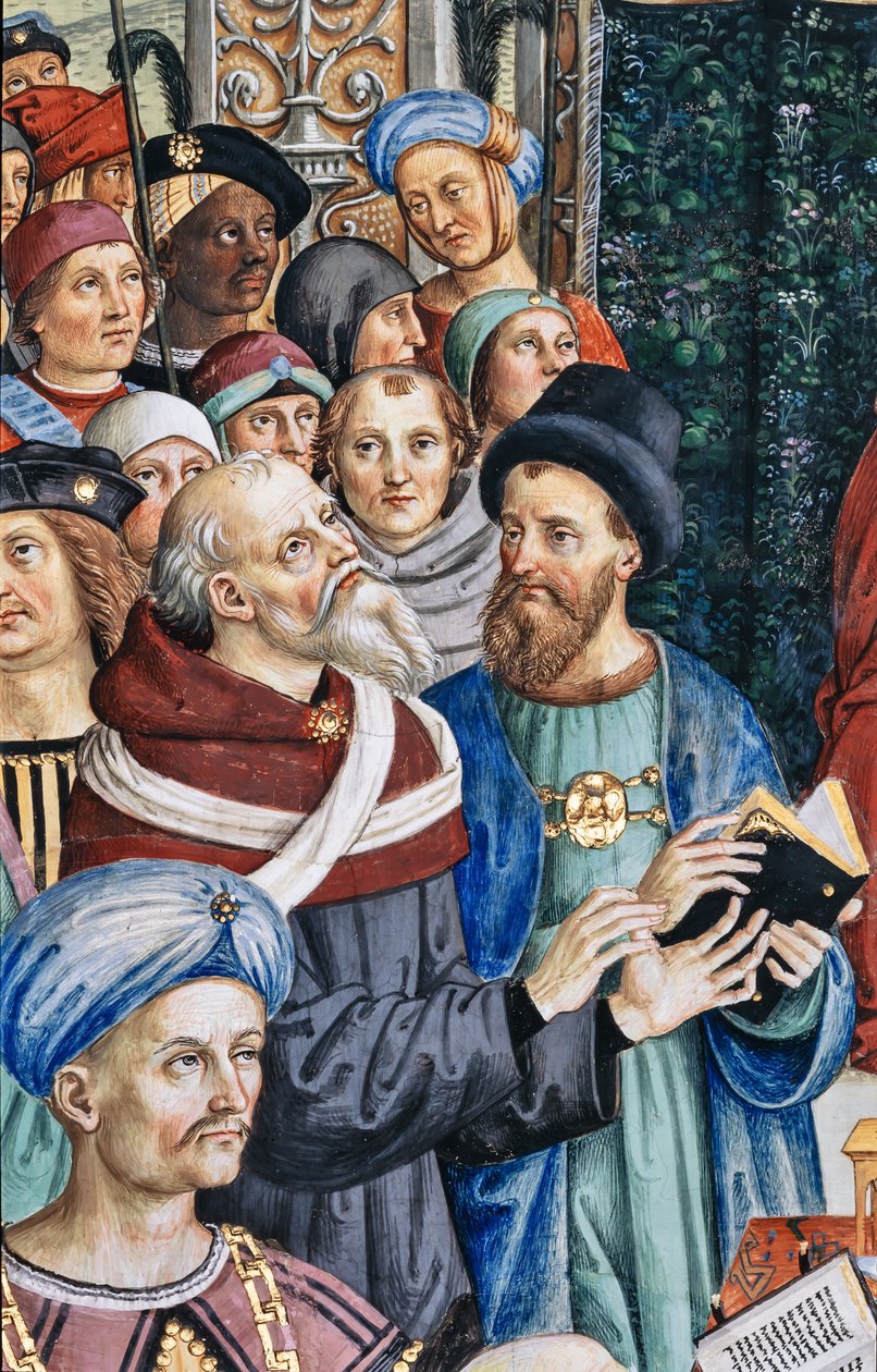 Piccolomini-kirjasto, lounaisseinä: " Pius II johtaa Mantovan valtiopäiviä 1. kesäkuuta tekijältä Bernardino di Betto Pinturicchio