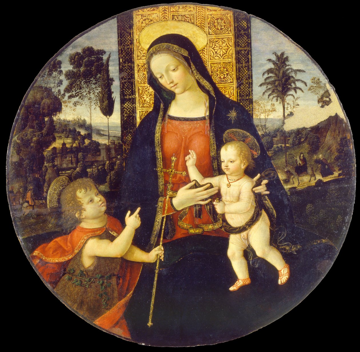 Neitsyt ja lapsi vauva Pyhän Johannes Kastajan kanssa tekijältä Bernardino di Betto called Il Pinturicchio and workshop