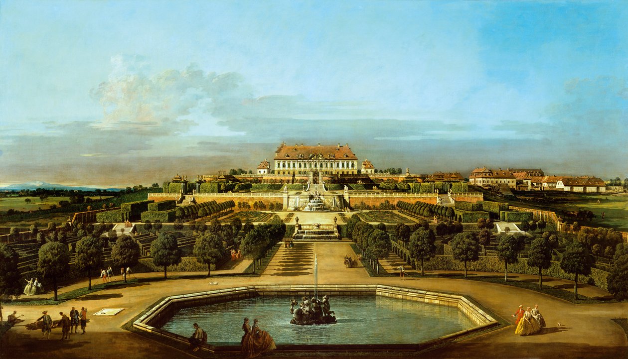 Keisarillinen huvipalatsi Palatsin sisäpiha, puutarhan puoli tekijältä Bernardo Bellotto