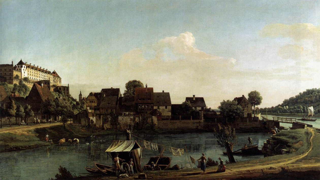 Pirna Näkymä satamakaupungista tekijältä Bernardo Bellotto