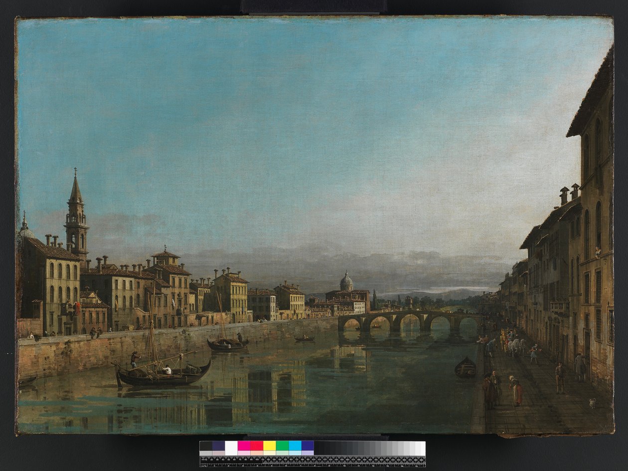 Firenzen Arno ja Ponte alla Carraia, n. 1745 tekijältä Bernardo Bellotto