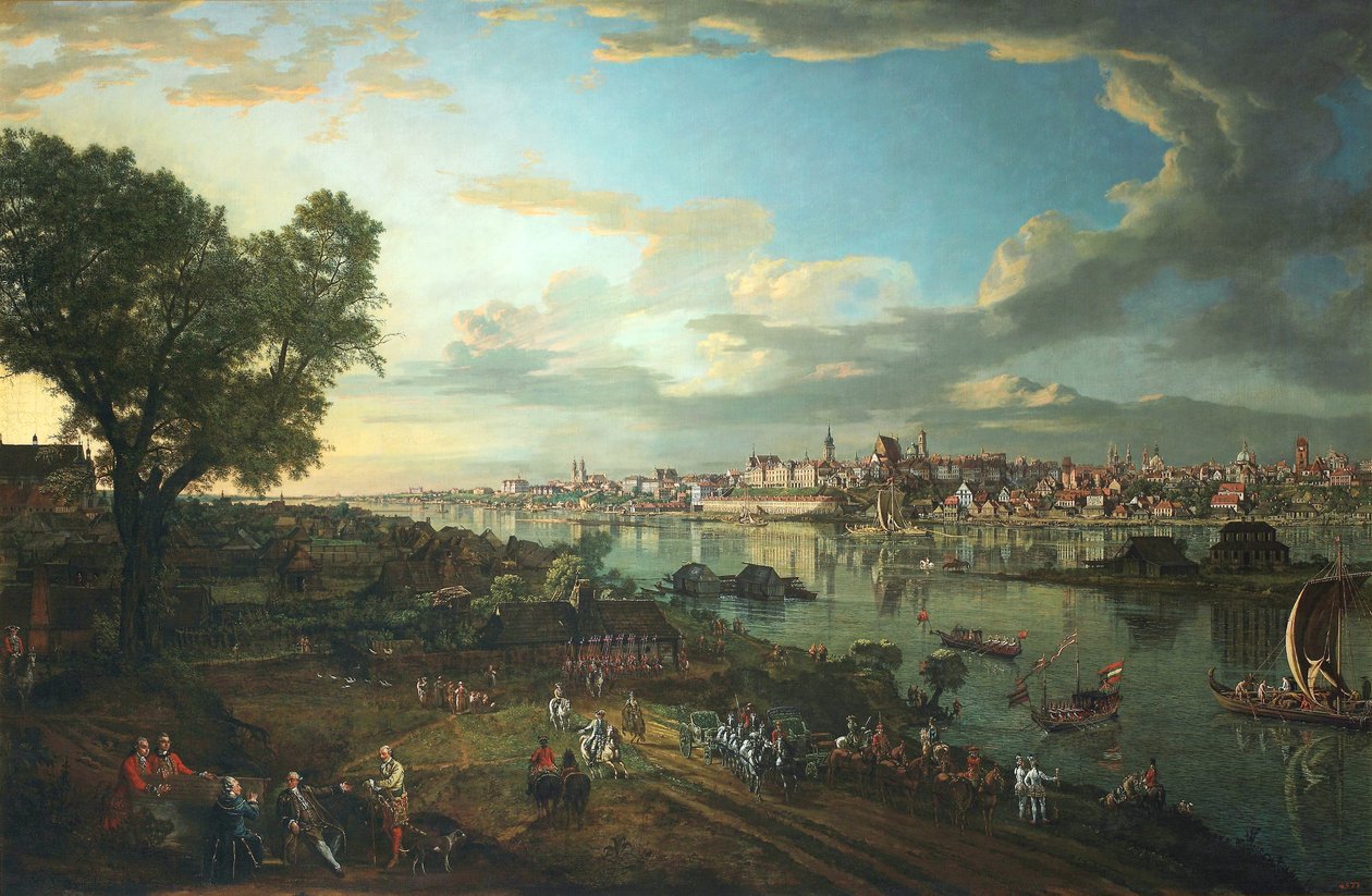 Näkymä Varsovaan Pragasta tekijältä Bernardo Bellotto