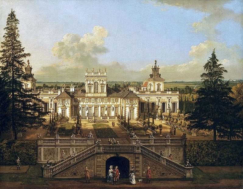 Wilanówin palatsi puutarhasta katsottuna tekijältä Bernardo Bellotto