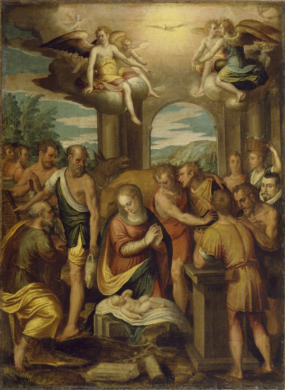 Paimenten palvonta, 1582 tekijältä Bernardo Castello