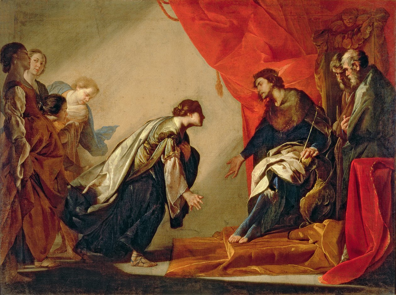 Ester Ahasveruksen edessä, n. 1645-50 tekijältä Bernardo Cavallino