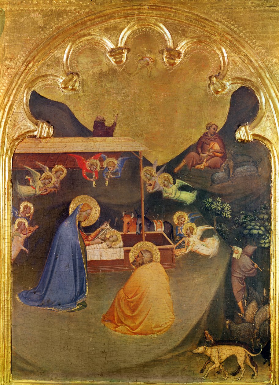 Neitsyt ja lapsi pyhien kanssa, Broken Down polyyptych, Predella: Syntymä (tempera ja kulta paneelissa) tekijältä Bernardo Daddi