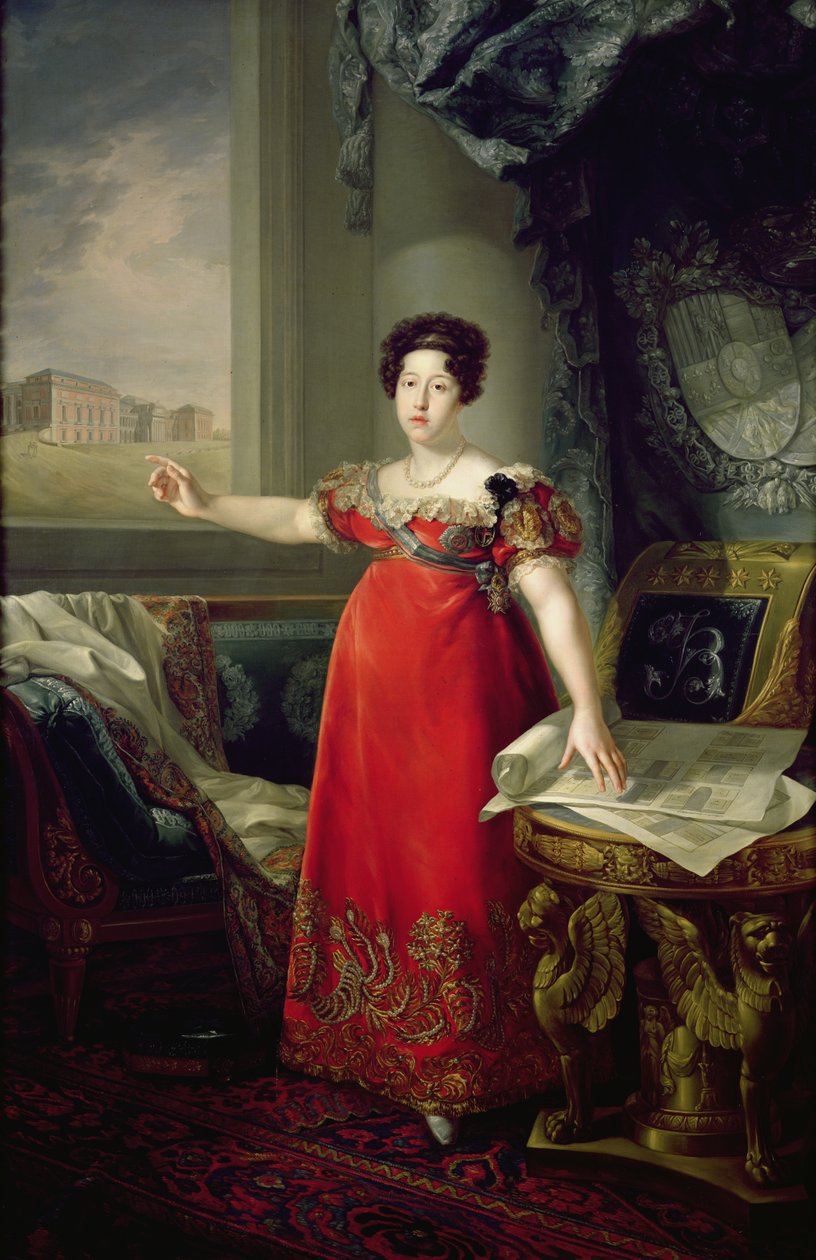 Kuningatar Dona Maria Isabel de Braganza, 1829 tekijältä Bernardo Lopez y Piquer