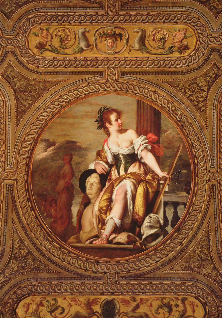 Veistoksen allegoria, kirjaston katosta, 1635 tekijältä Bernardo Strozzi