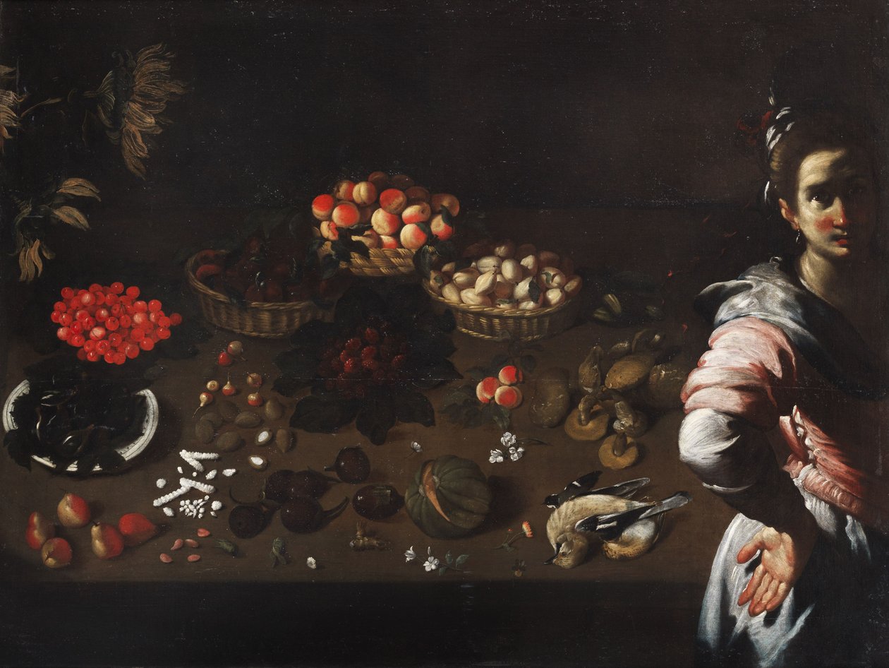 Stillleben mit Dienstmagd tekijältä Bernardo Strozzi