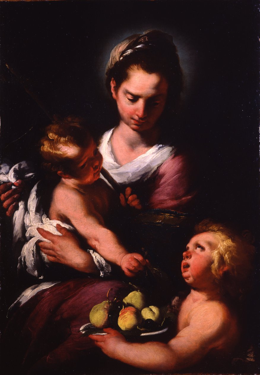 Neitsyt ja lapsi vauva Pyhän Johanneksen kanssa tekijältä Bernardo Strozzi